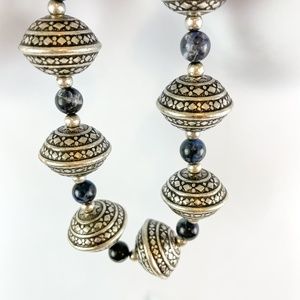 Chico's Silver and Black Ball Beaded Bali Statement Necklace